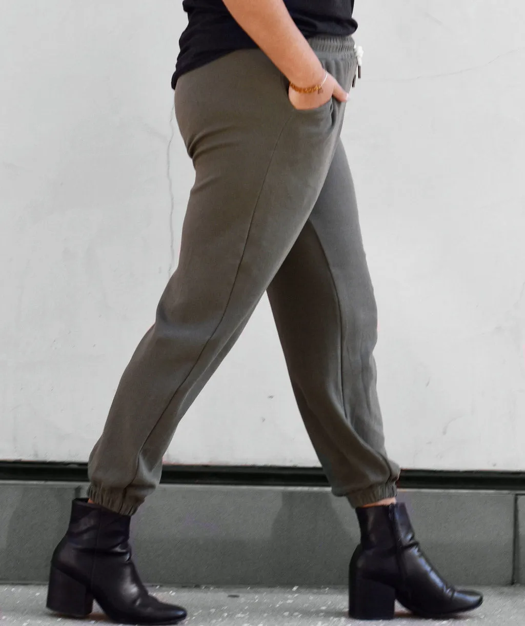 JESSE double knit joggers in Army Green