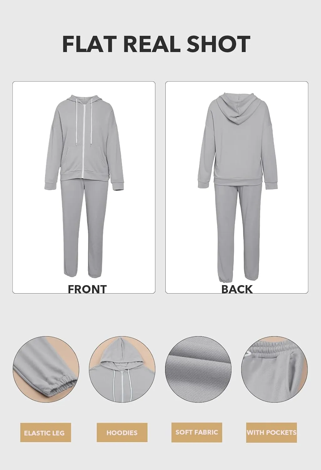Kisscynest Track Suits for Women Set Casual 2 Piece Outfits Sweatsuits Zipper Hoodie Drawstring Pant Jogger Sets