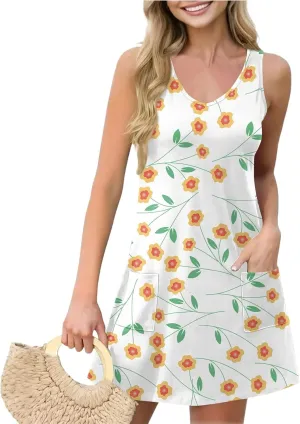 Ladies Dressy Sleeveless Sexy Dress Evening Wear Floral Print Party Beach V-Neck Vacation Clubwear Fashion Dresses