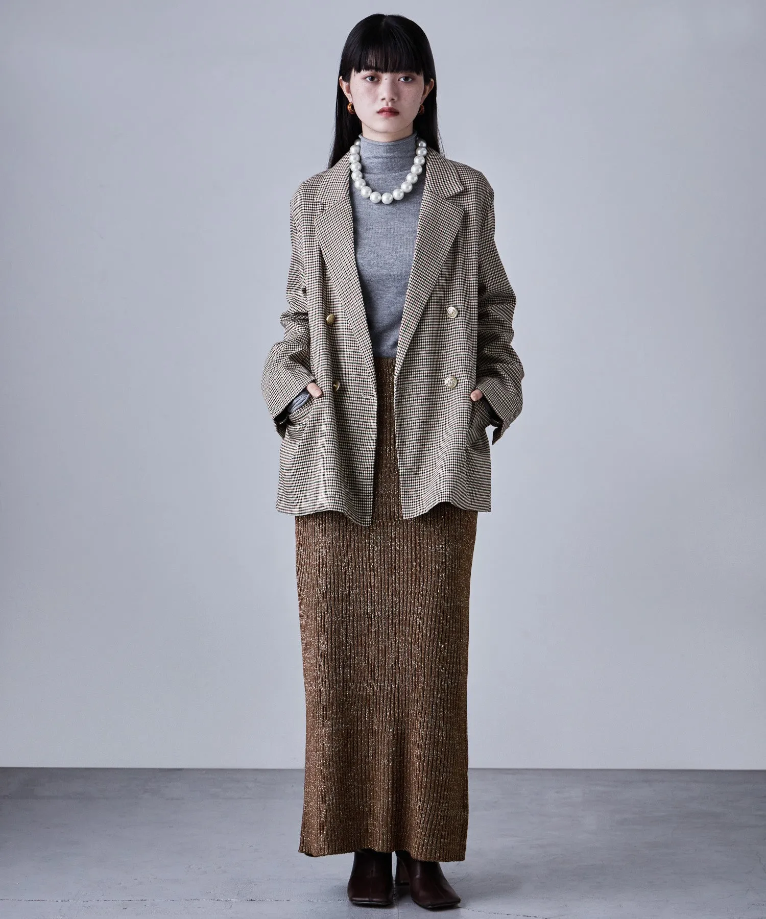 Lame knit tight skirt