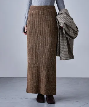 Lame knit tight skirt