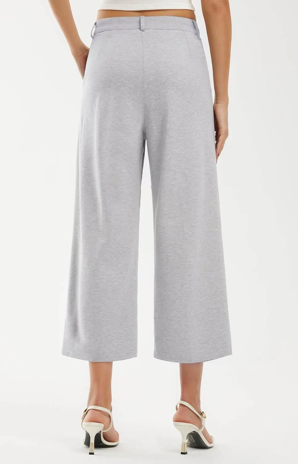 Libin Women's Wide Leg Capri Pants Business Pleated Slacks Dress Yoga Golf Casual Cropped Capris