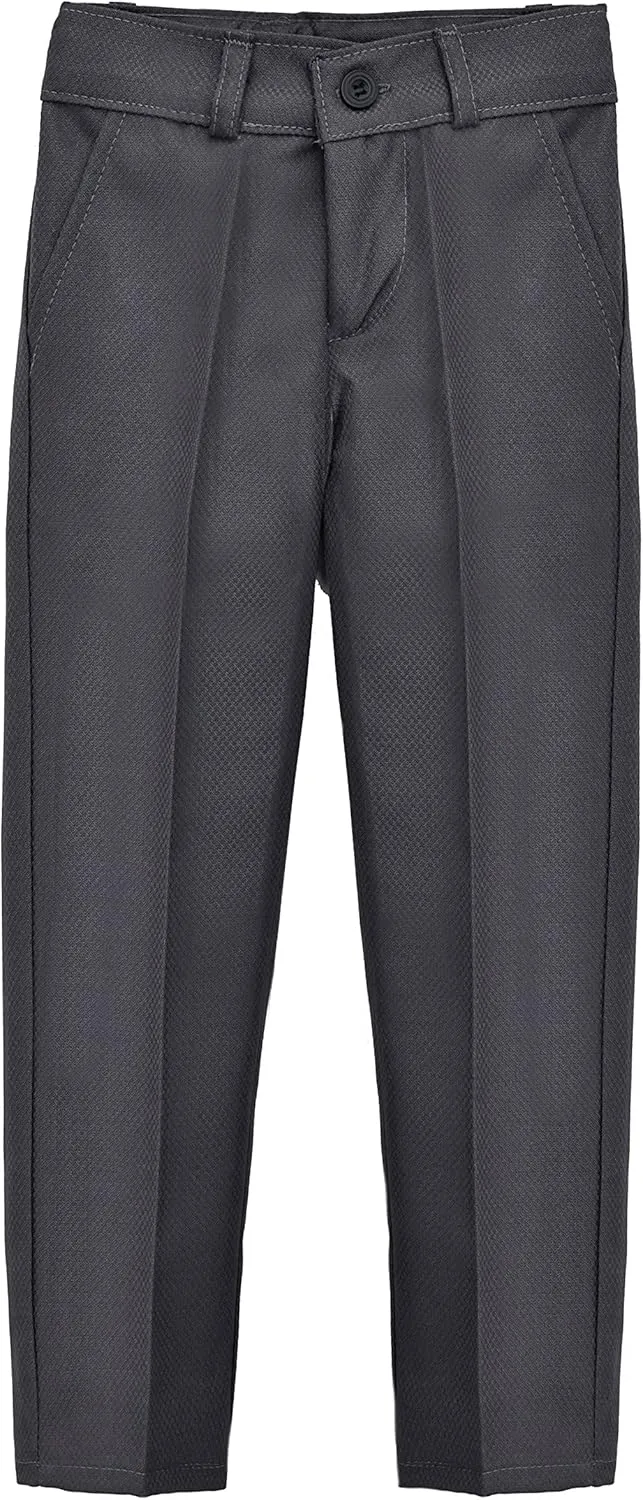 Lilax Toddler & Little Boys Suit Set, Formal Suit Vest, White Dress Shirt, Dress Pants and Bowtie 4 Piece Suit Set
