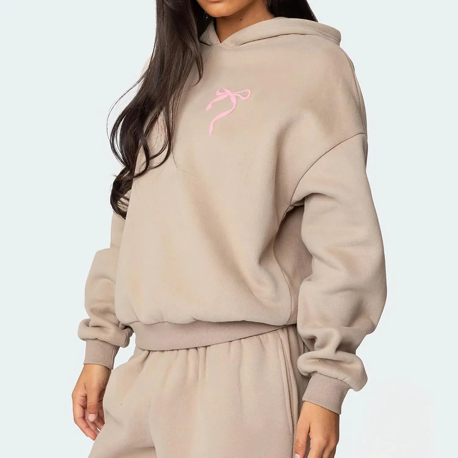 lisenraIn Women 2 Piece Tracksuit Outfits Sets Bow Print Hoodie and Sweatpants Set Casual Matching Sweat Set Loungewear