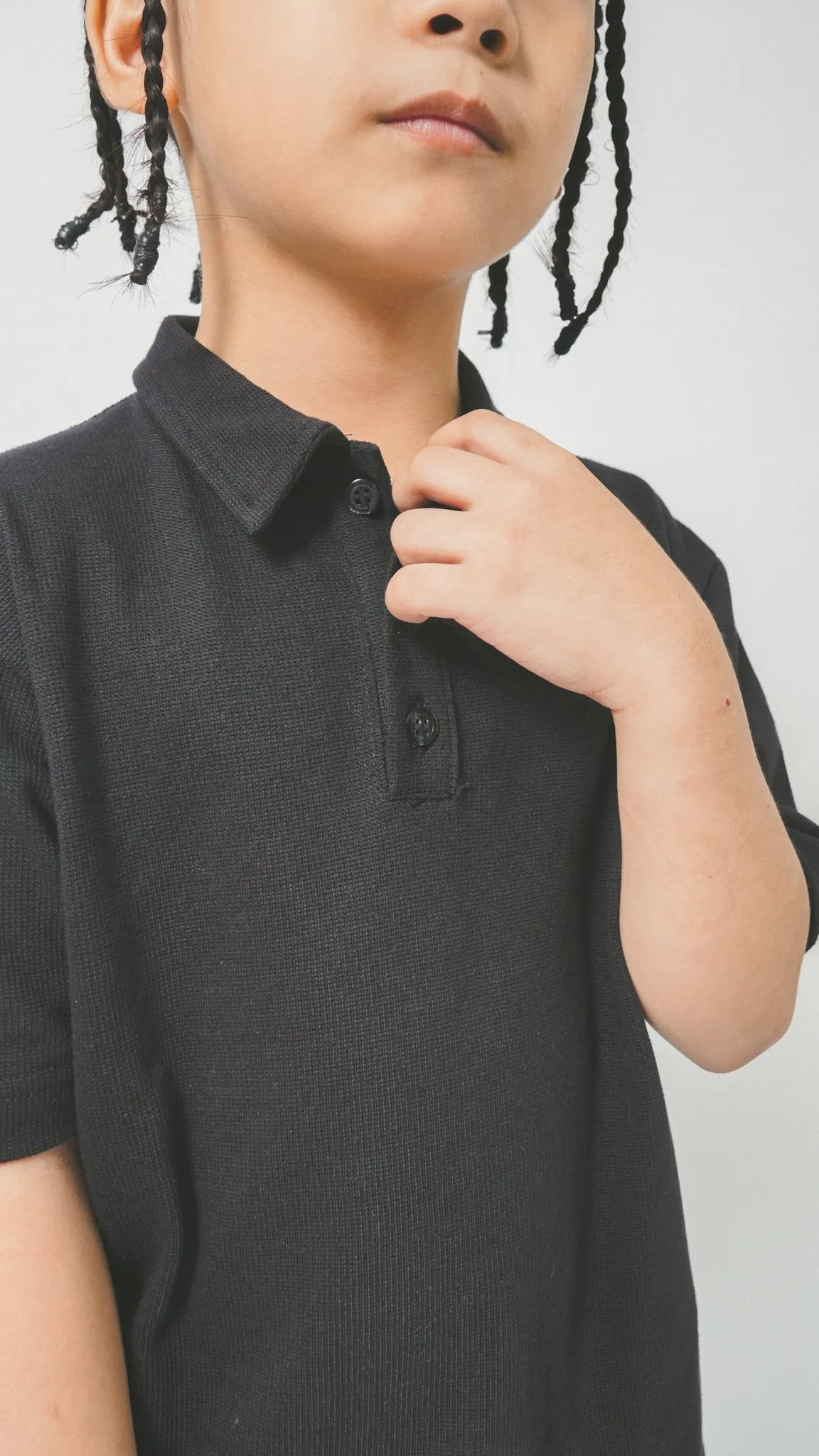 LITTLE HUMAN S/S POLO SHIRT IN ANTHRACITE
