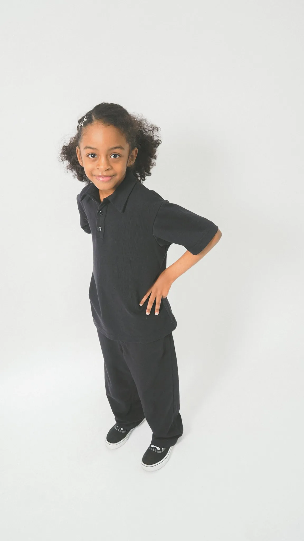 LITTLE HUMAN S/S POLO SHIRT IN ANTHRACITE