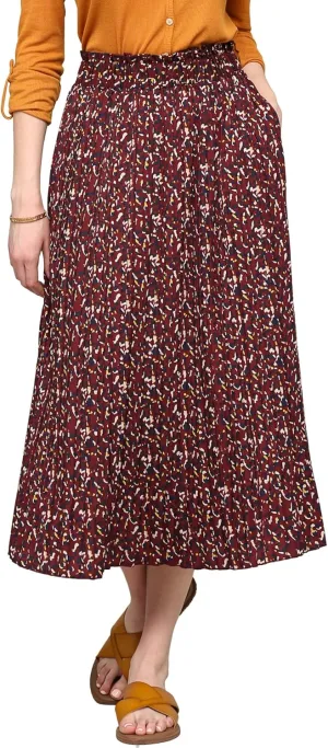 Lock and Love Womens High Waist Polka Dot Pleated Midi Swing Skirt with Pockets
