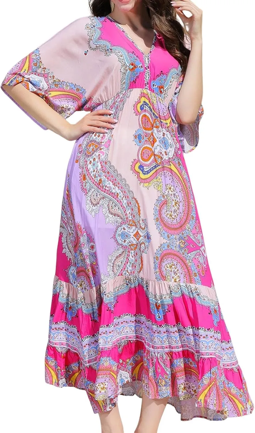 Long Sleeve Shirt Dresses for Women 2024 Solid Color Plus Size Midi Dress Flowy Loose Casual Dress