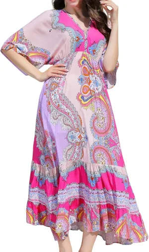 Long Sleeve Shirt Dresses for Women 2024 Solid Color Plus Size Midi Dress Flowy Loose Casual Dress