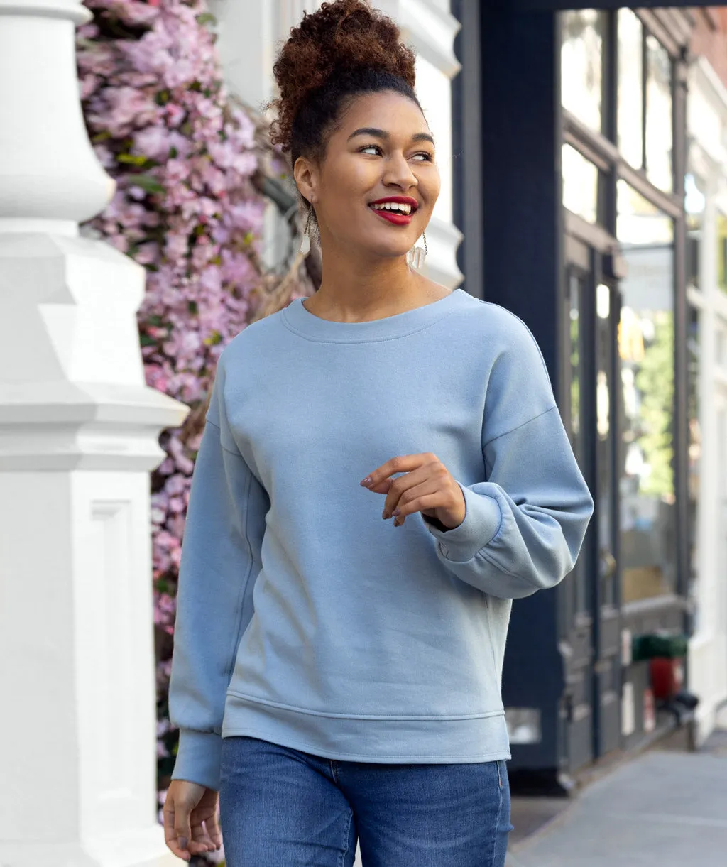 LORISSA double knit top in Blue Moon