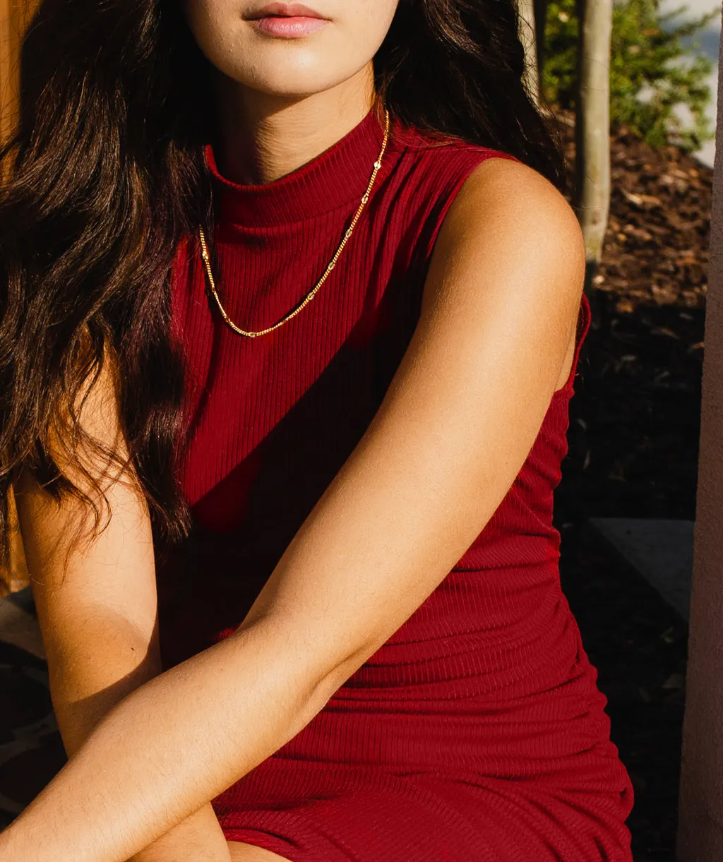LOS FELIZ rib knit dress in Burgundy
