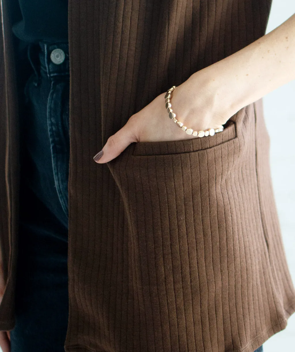 MAE rib knit blazer in Brown