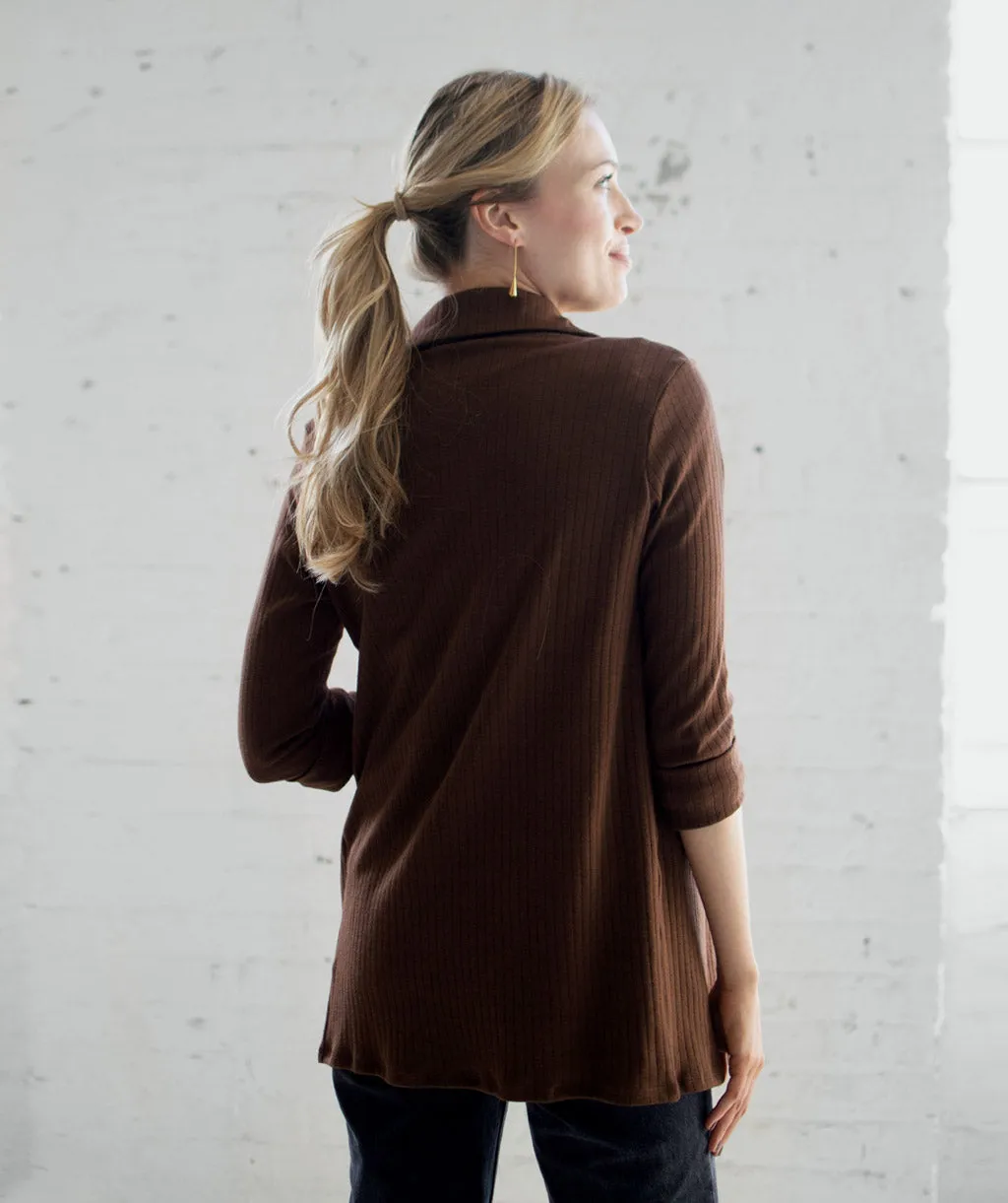 MAE rib knit blazer in Brown
