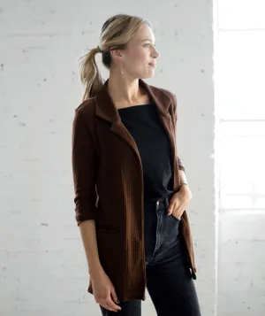 MAE rib knit blazer in Brown