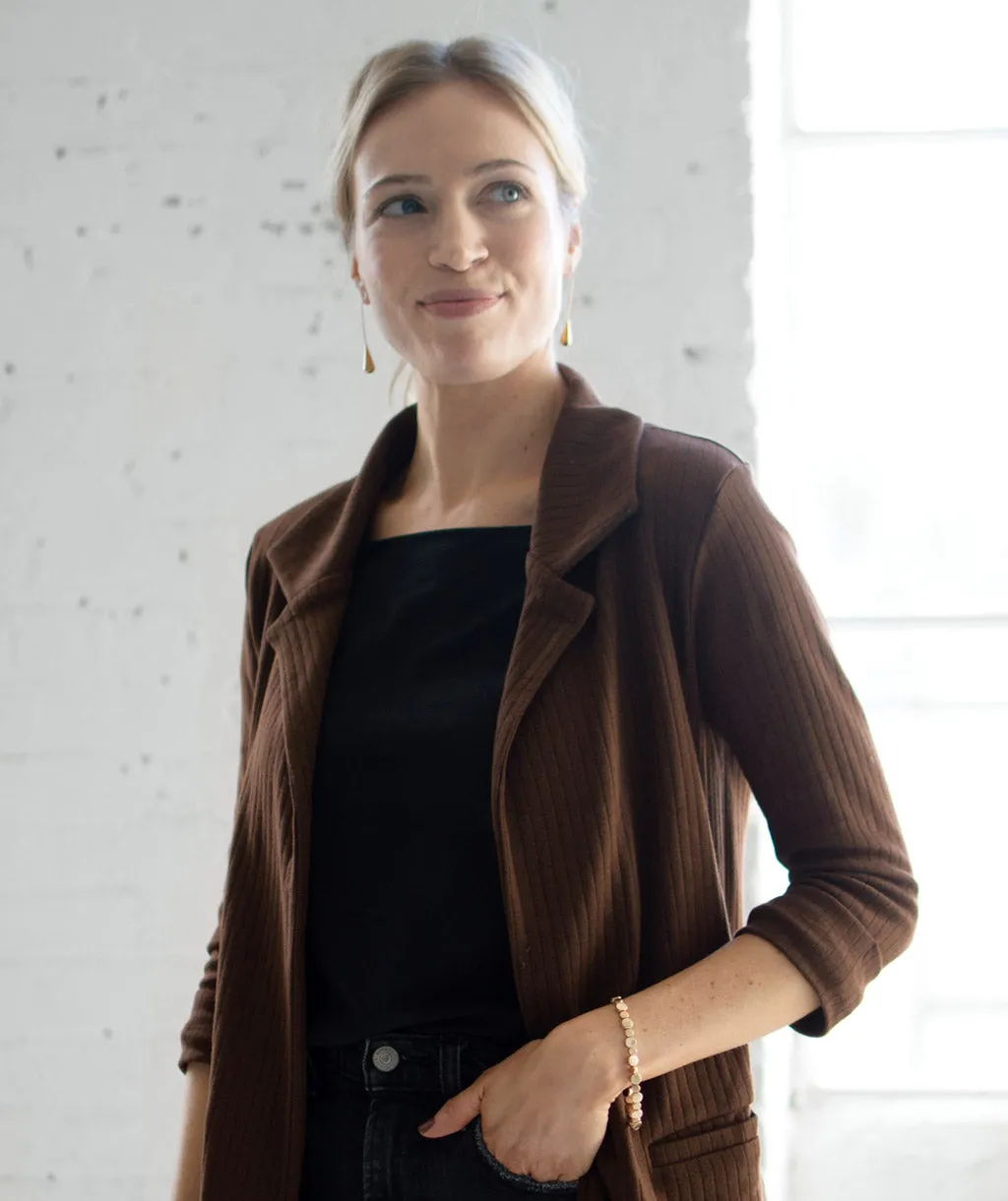 MAE rib knit blazer in Brown