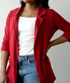 MAE rib knit blazer in Red