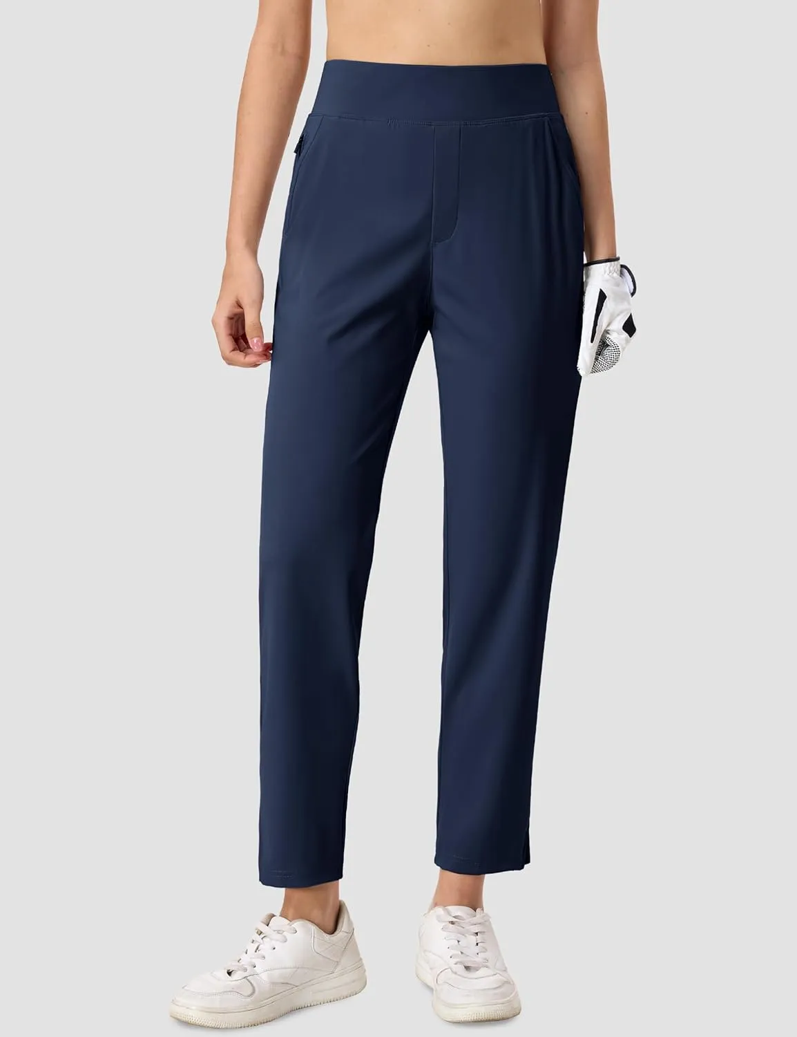 MAGCOMSEN Womens Golf Pants UPF 50  High Waisted Stretch 7/8 Ankle Dress Work Casual Slack Summer Travel Pants 5 Pockets