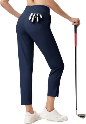MAGCOMSEN Womens Golf Pants UPF 50  High Waisted Stretch 7/8 Ankle Dress Work Casual Slack Summer Travel Pants 5 Pockets