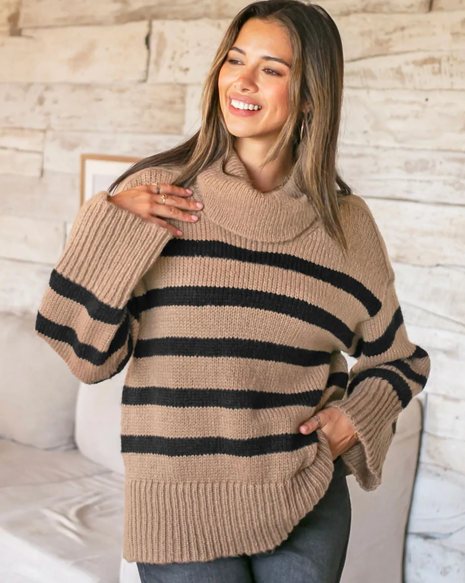 Mallory Striped Turtleneck Sweater