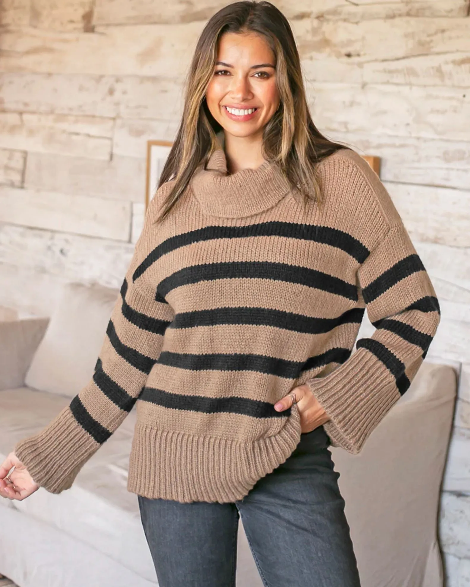 Mallory Striped Turtleneck Sweater
