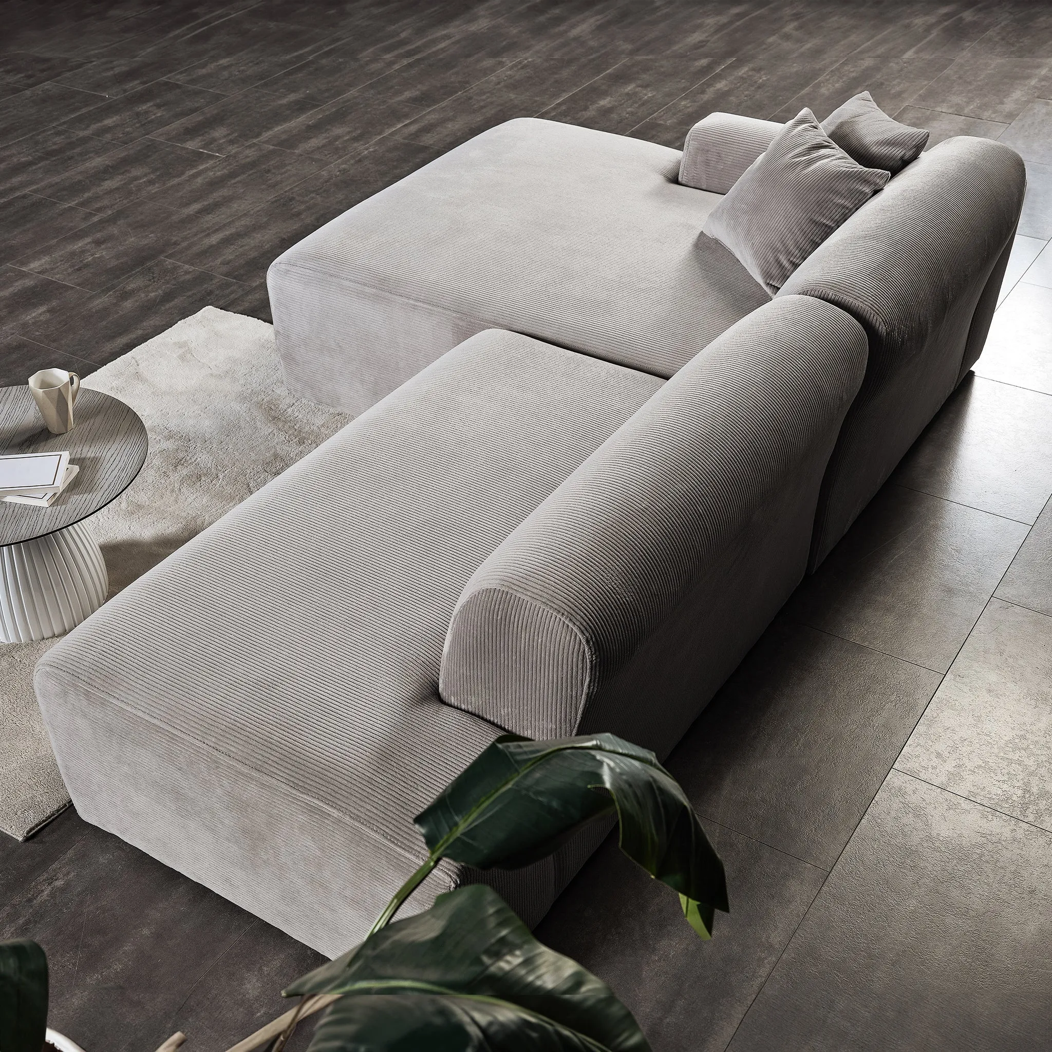 Mar Sectional Grey Velvet Sofa (Left Facing)