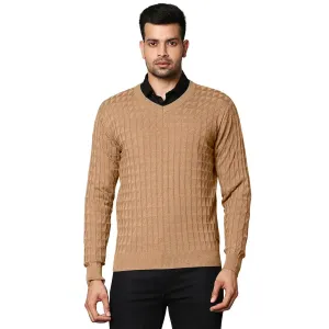 Men Fawn Wrapper Wool Blend Full Sleeve V Neck Collar Sweaters