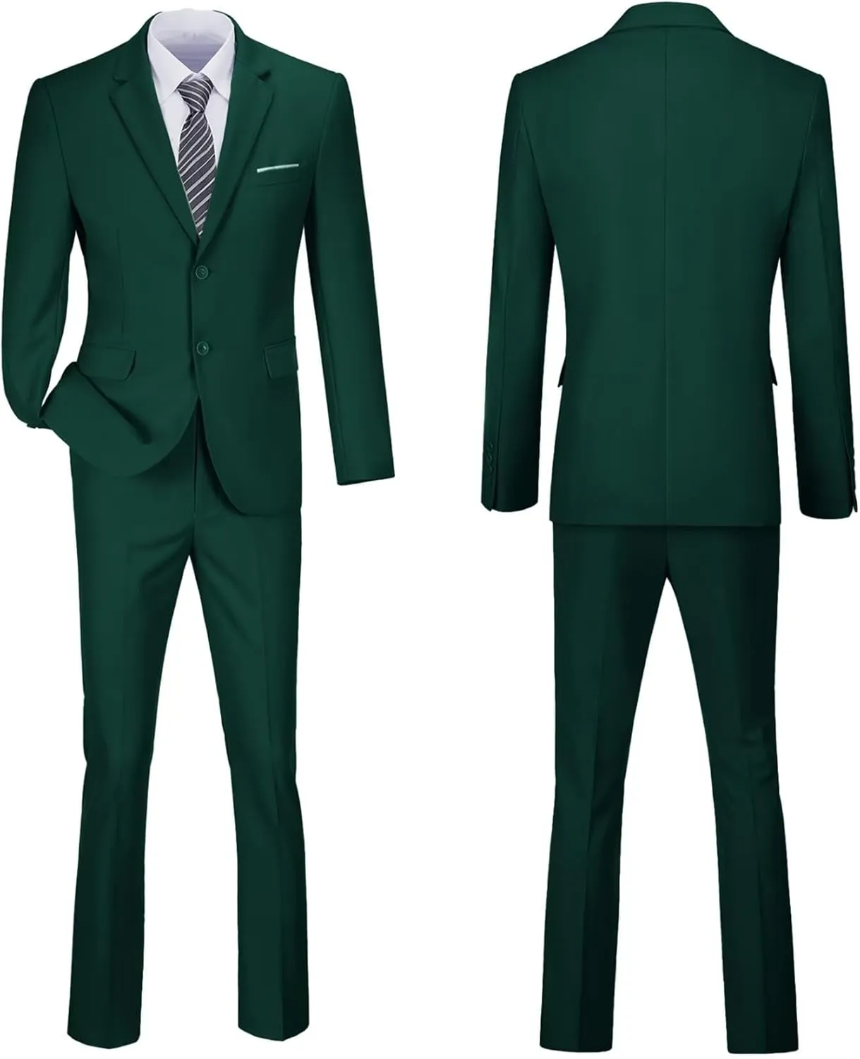 Mens 2 Piece Suit Set Slim Fit 2 Button Dress SuitsTuxedo Set Wedding Blazer Jacket Pants Tie Business Party Prom Suit