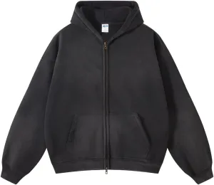 Men's and Women's Oversized Hoodies Unisex Sweatshirt Zipper Long Sleeve Pullover Acid Wash Sweatshirt