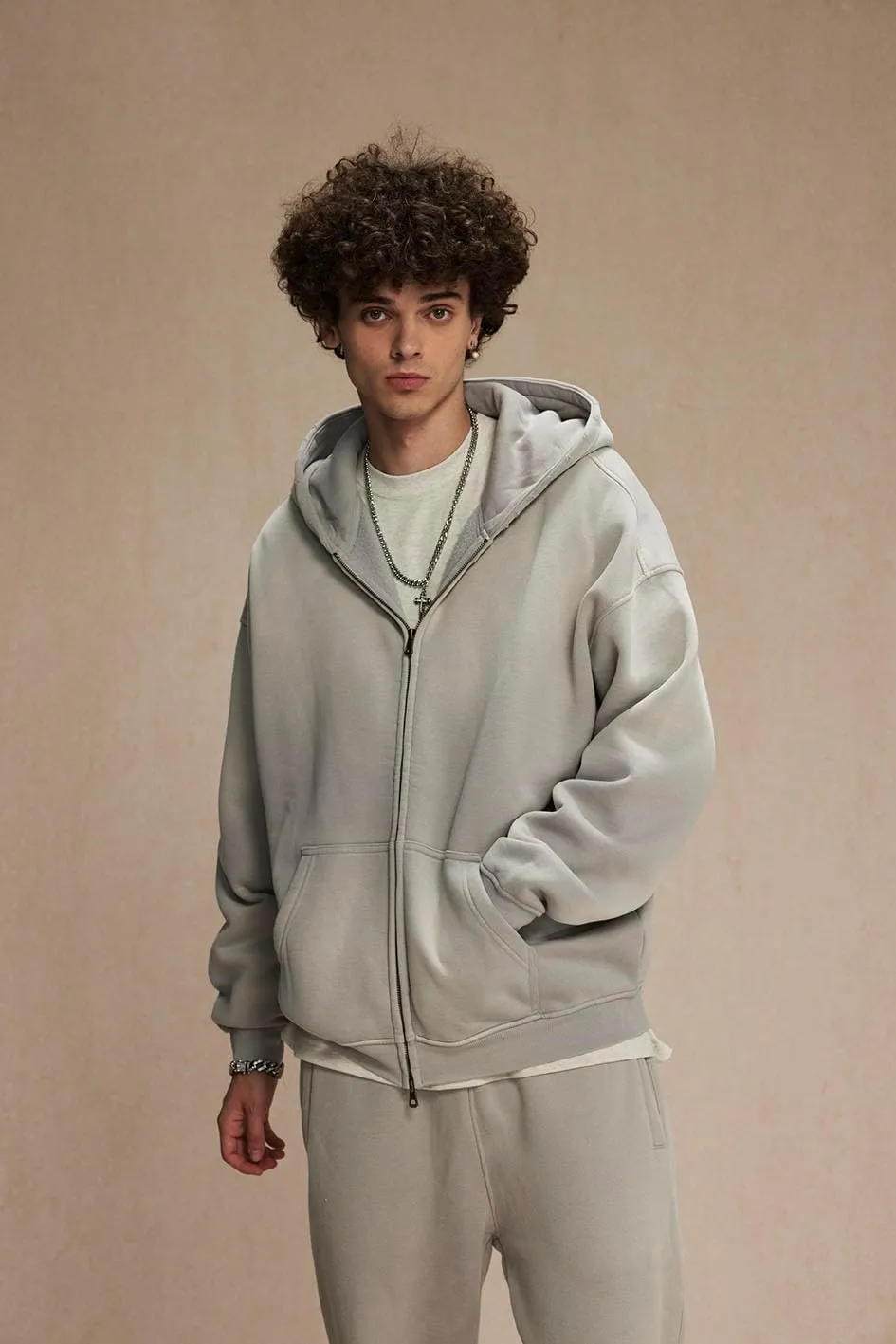 Men's and Women's Oversized Hoodies Unisex Sweatshirt Zipper Long Sleeve Pullover Acid Wash Sweatshirt