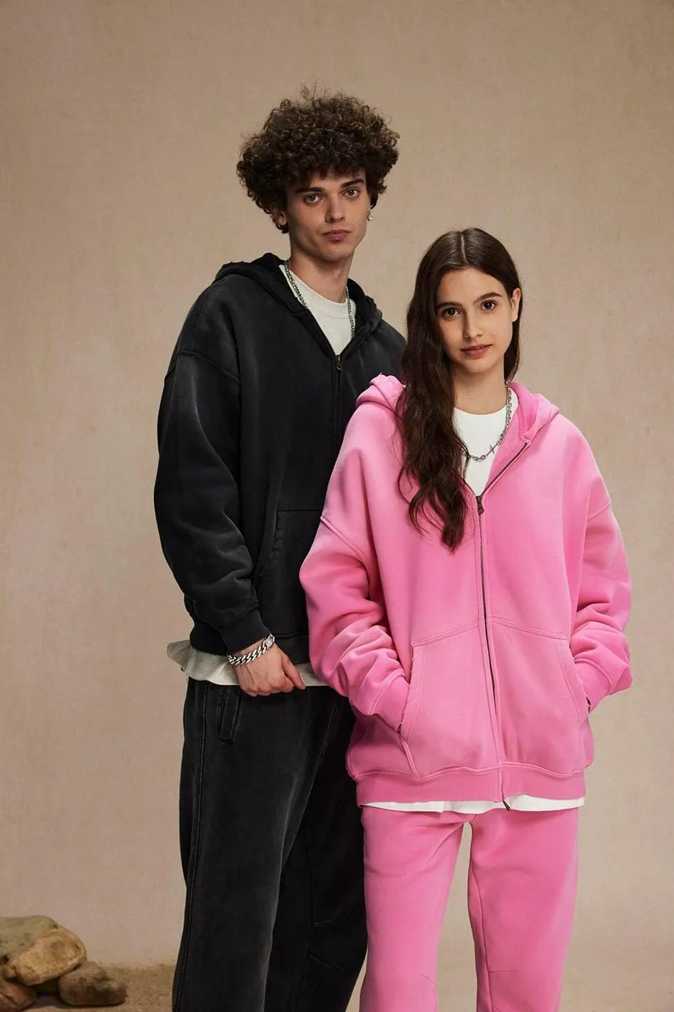 Men's and Women's Oversized Hoodies Unisex Sweatshirt Zipper Long Sleeve Pullover Acid Wash Sweatshirt