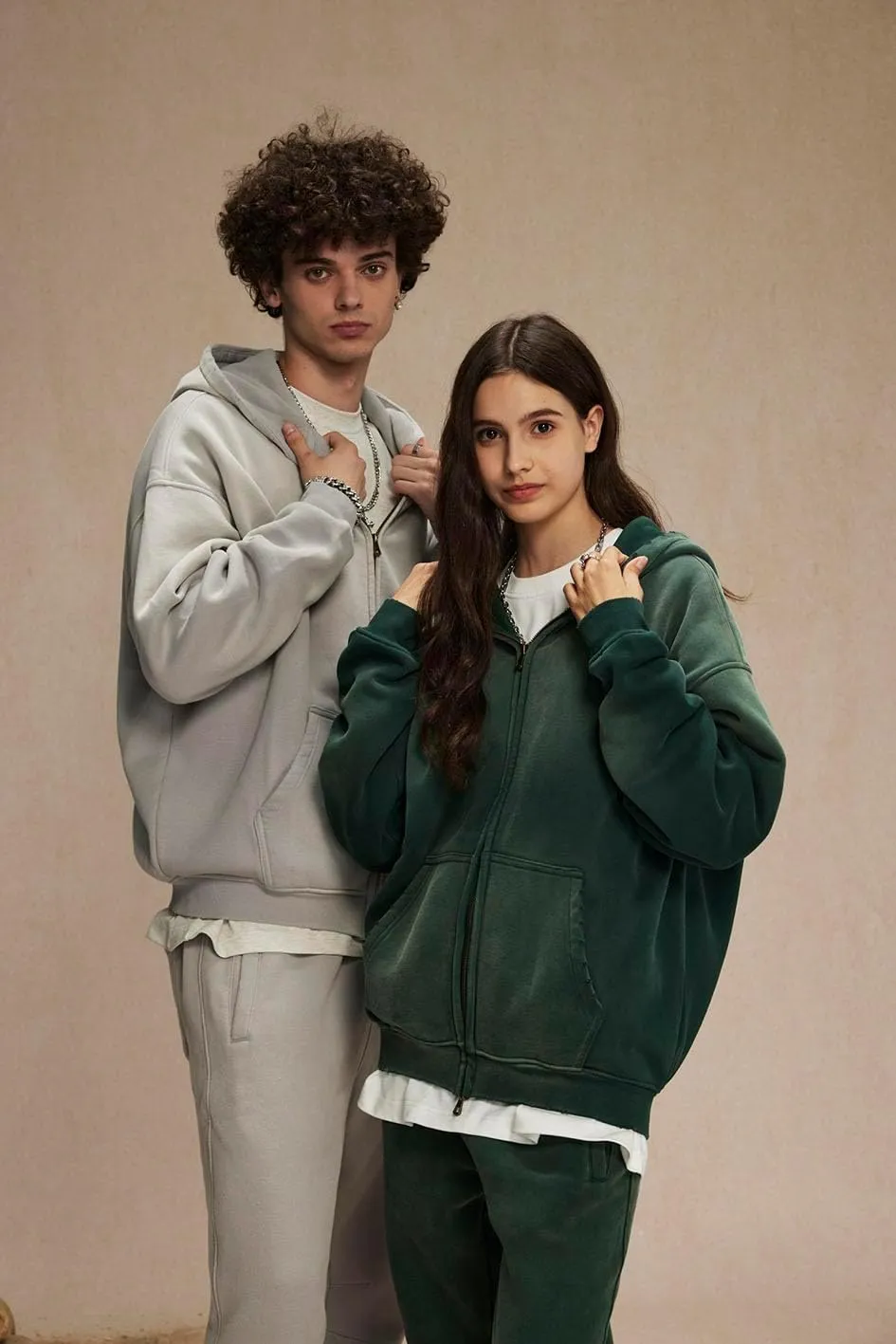 Men's and Women's Oversized Hoodies Unisex Sweatshirt Zipper Long Sleeve Pullover Acid Wash Sweatshirt