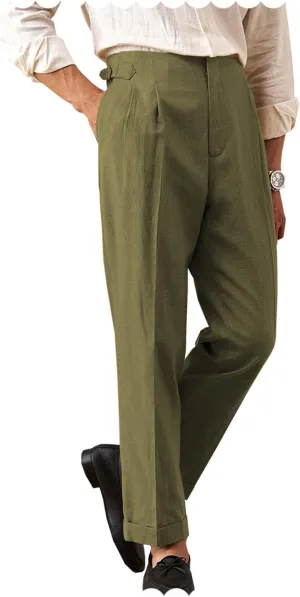 Men's Casual Linen Pants Beach Summer Pant Lightweight Linen Trousers Suit Pants