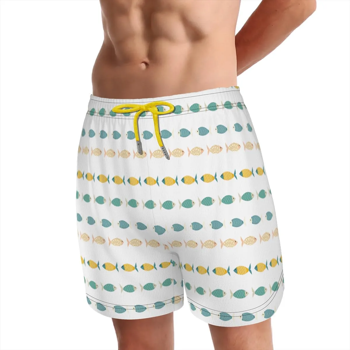 Men's Durable Long-Lasting Shorts Batfish Patterned Swim Trunks Flexible Stretchy Lightweight Design
