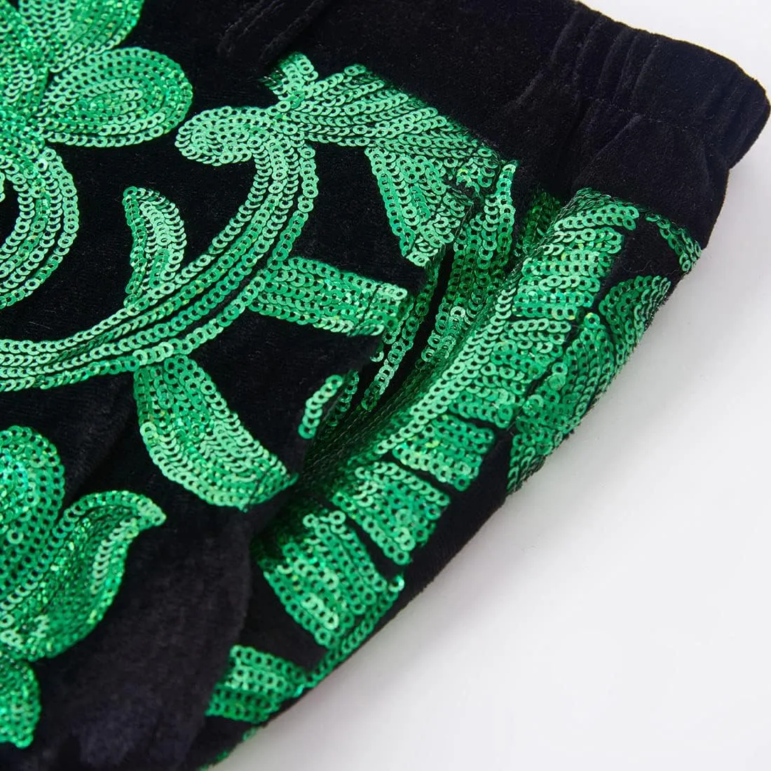 Men's Fashion Floral Glitter Sequin Velvet Pants