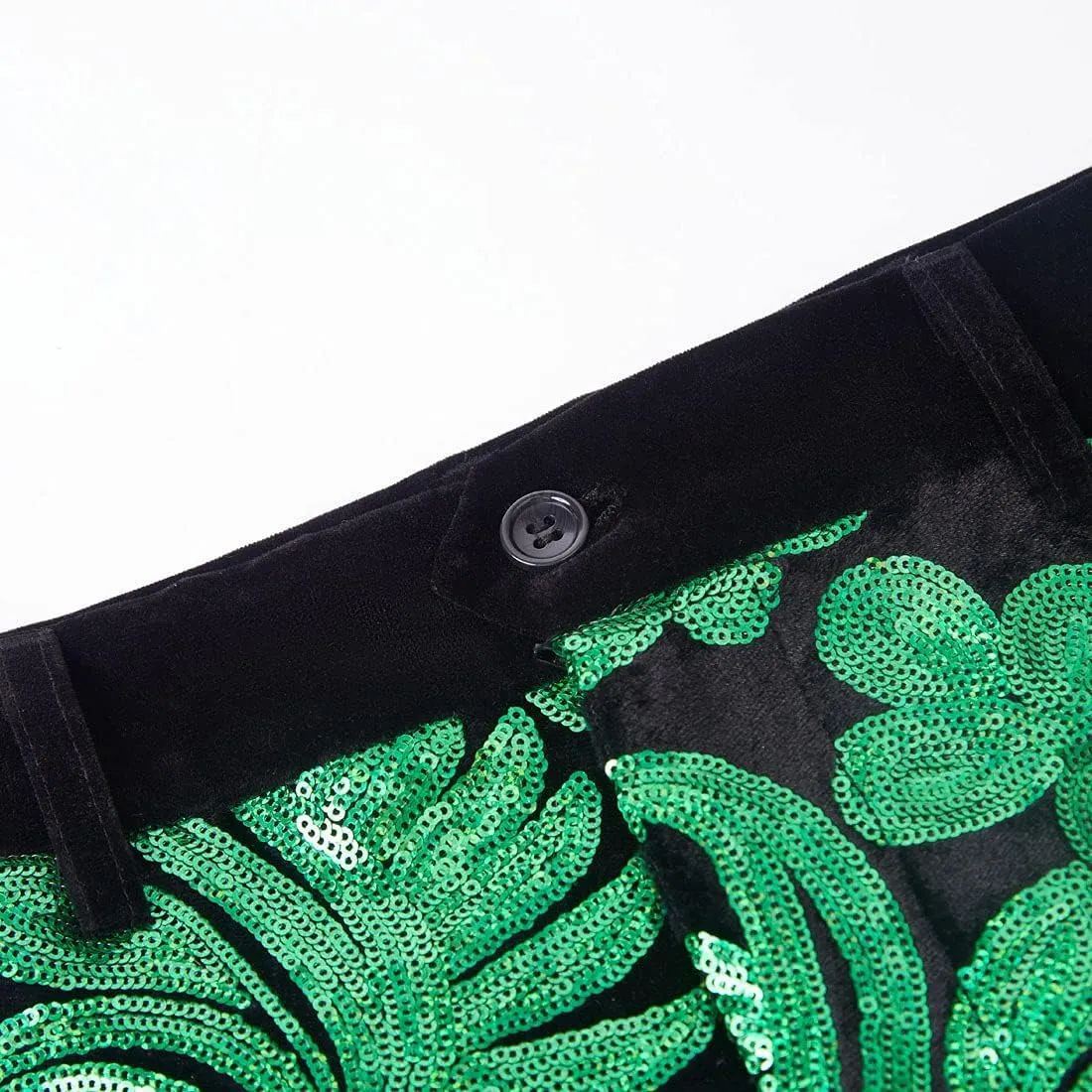 Men's Fashion Floral Glitter Sequin Velvet Pants