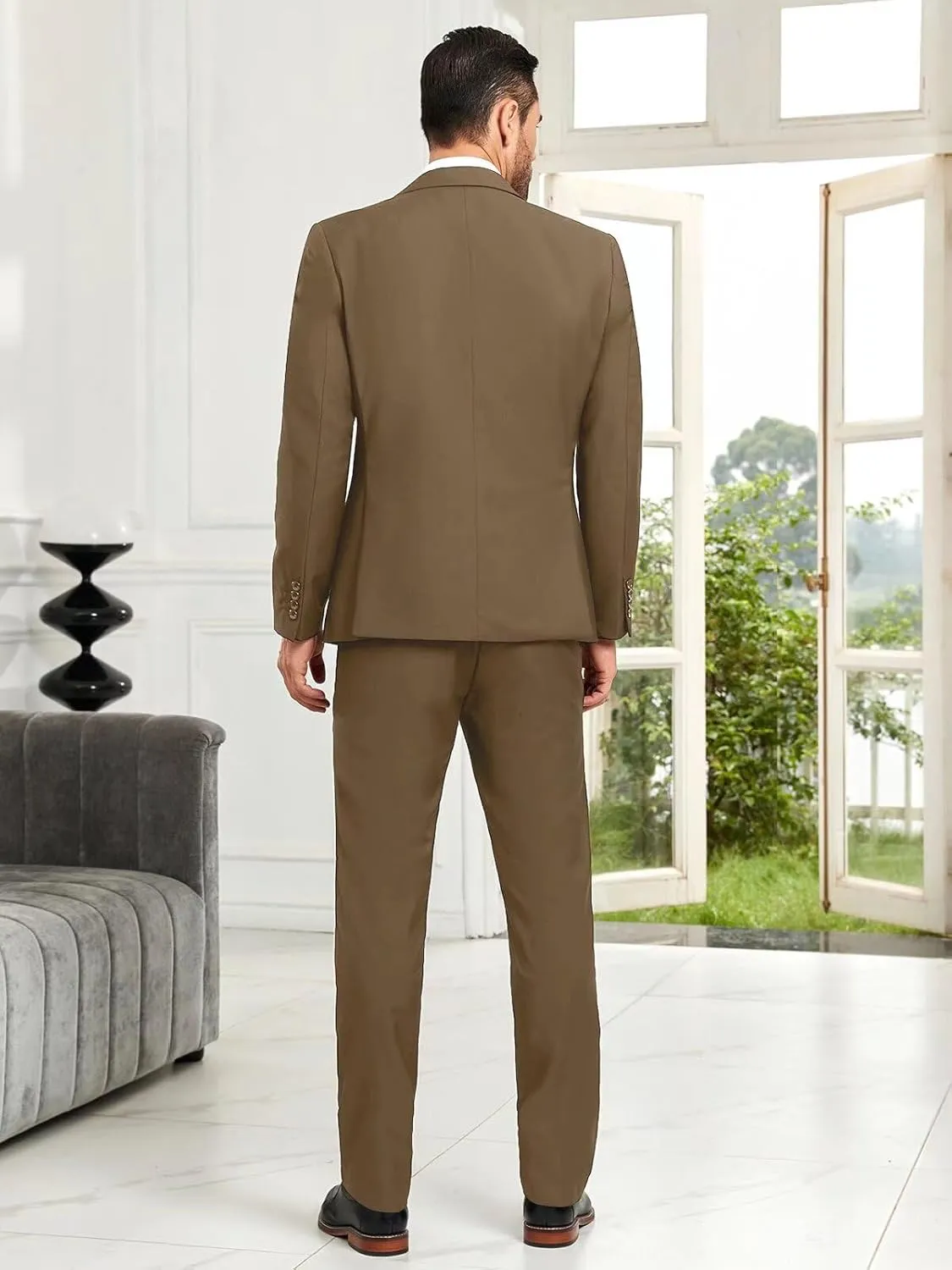 Mens Suit Slim Fit 3 Piece Double Breasted Suit Men Formal Tuxedo Set Casual Wedding Prom Groom Suits