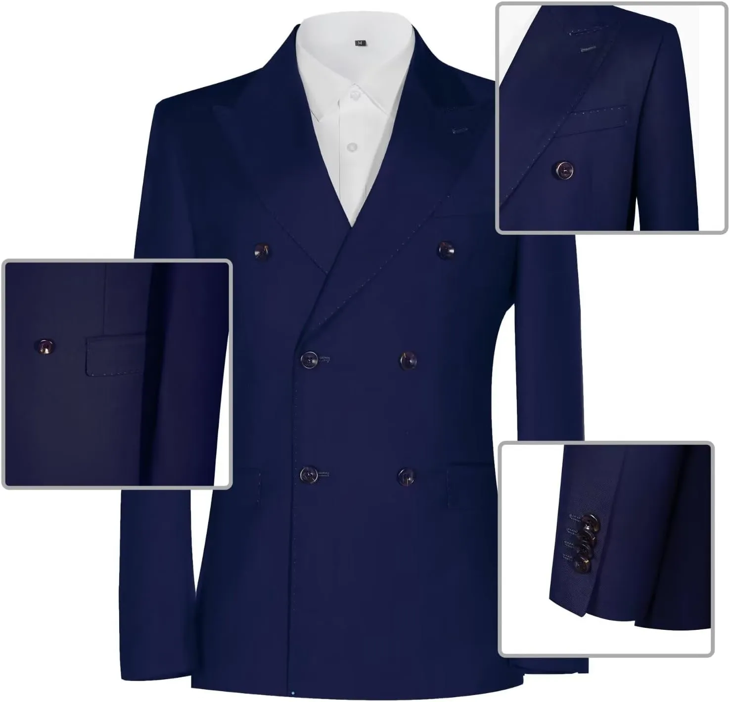 Mens Suits 3 Piece Slim Fit Double Breasted Suits for Men Formal Jacket Vest Pants Wedding Prom Men's Suit Tuxedo Set