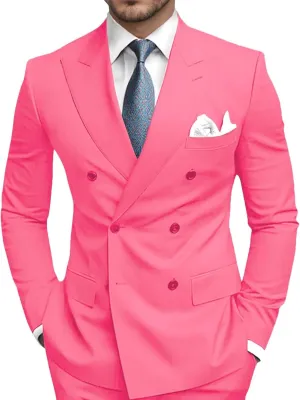 Mens Suits 3 Piece Slim Fit Double Breasted Suits for Men Formal Jacket Vest Pants Wedding Prom Men's Suit Tuxedo Set
