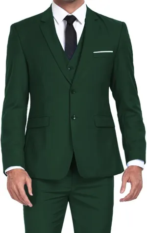 Men's Suits 3 Piece Slim Fit Dress Tuxedo for Men Two Button Solid Jacket Vest Pants Set