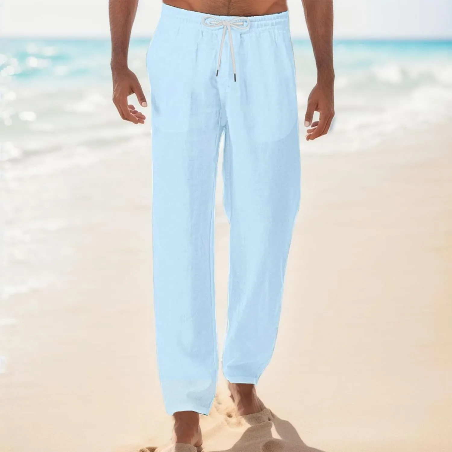 Mens Summer Lightweight Sweatpants Loose Fit Drawstring Joggers Outdoor Hiking Sports Trousers Casual Pants for Men