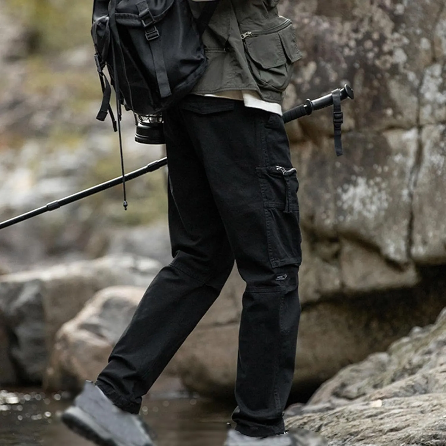Mens Work Pants Casual Elastic Waist Spring Trendy 2025 Athletic Pants with Pocket Outdoor Tactical Hiking Pants