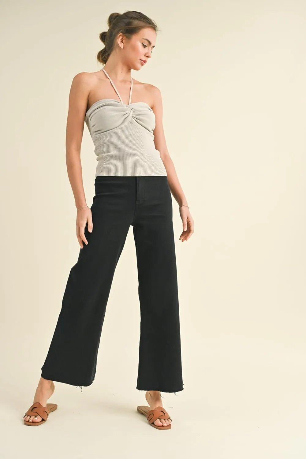 Miou Muse - Straight Wide Leg Denim Pants - MMP623