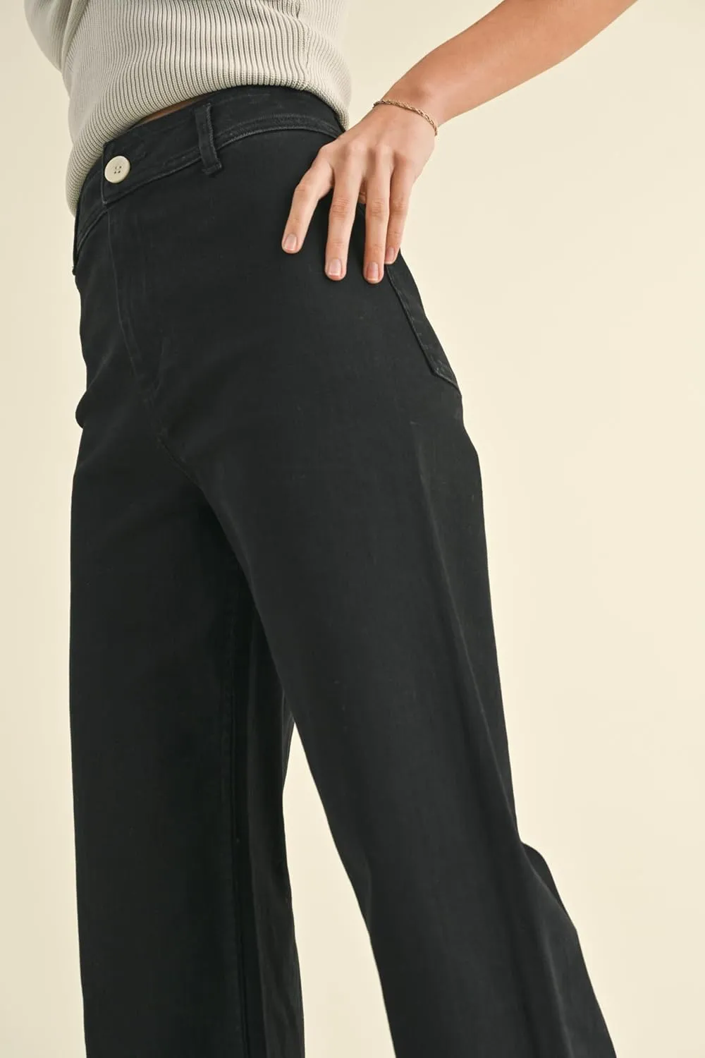 Miou Muse - Straight Wide Leg Denim Pants - MMP623