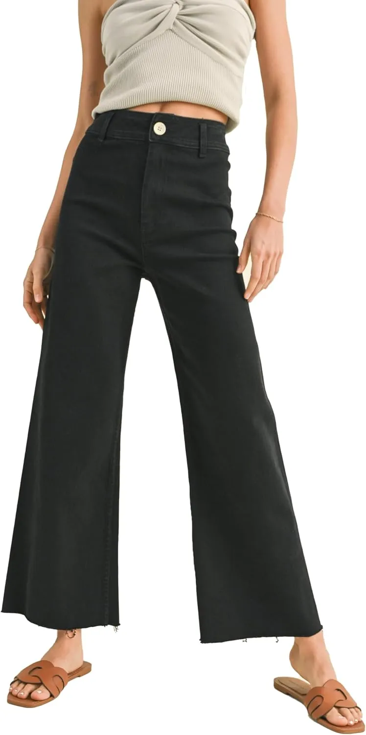 Miou Muse - Straight Wide Leg Denim Pants - MMP623