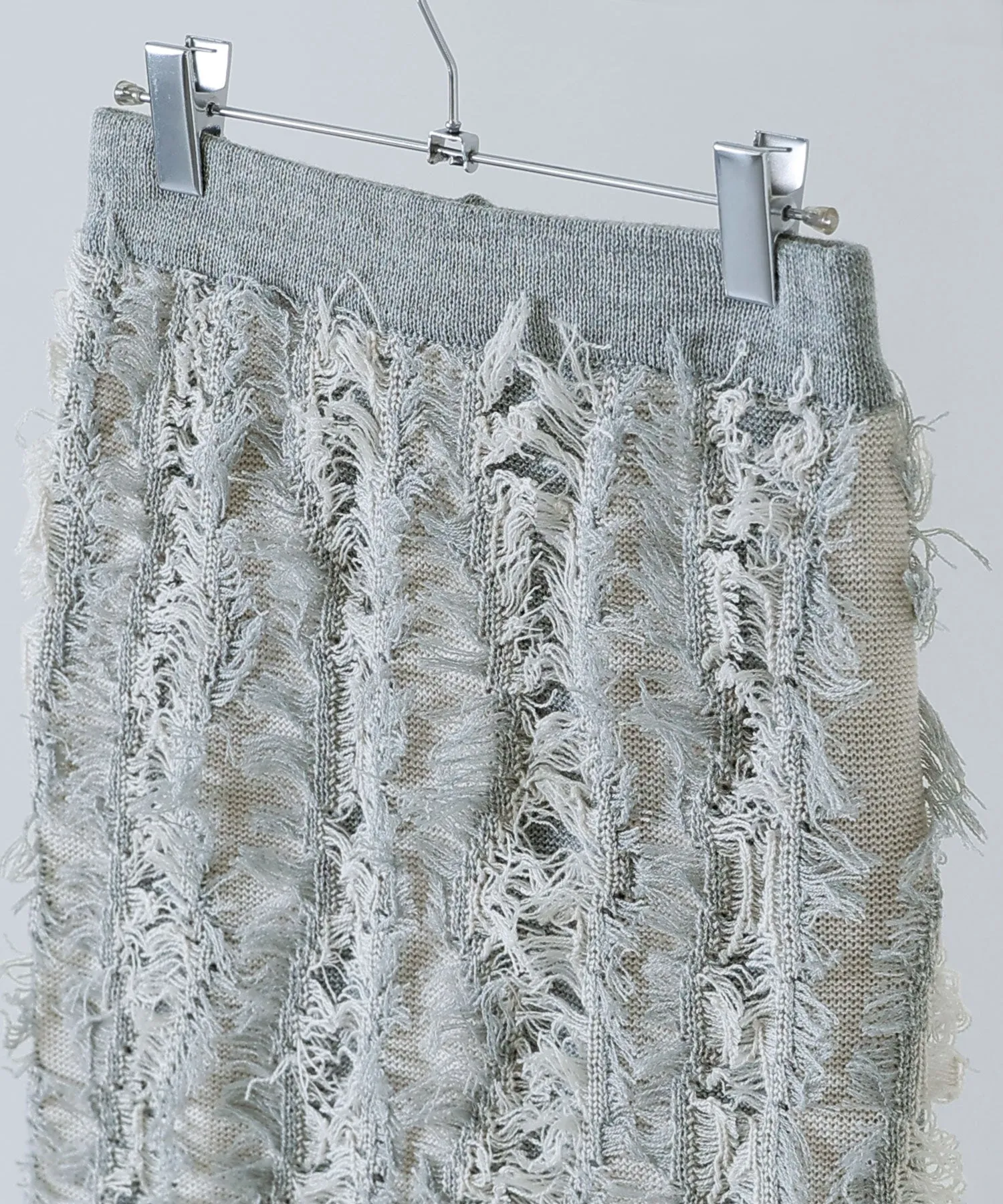 Mix fringe knit tight skirt