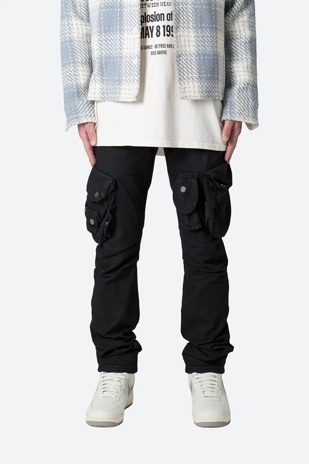 mnml Men's Waxed Denim Cargo Pants