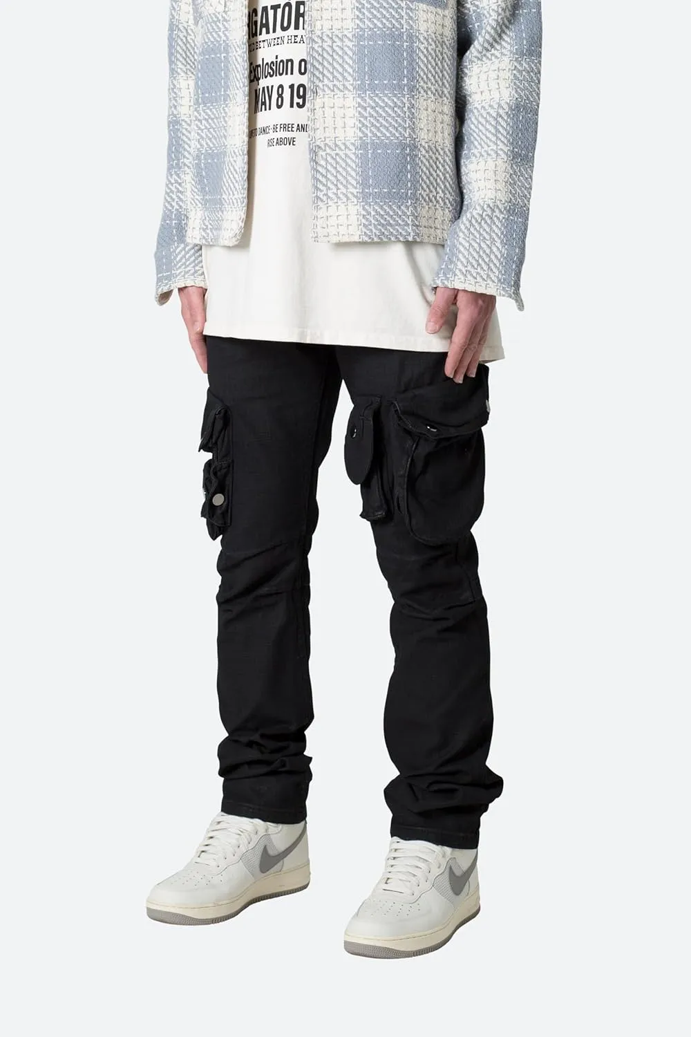 mnml Men's Waxed Denim Cargo Pants