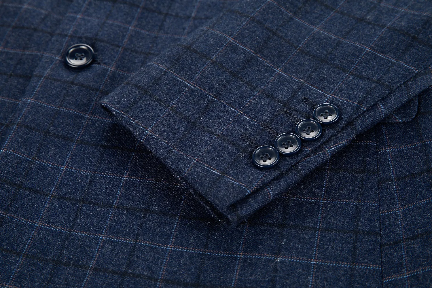 Navy Plaid Men's 3 Piece Set for Party, Wedding and Business