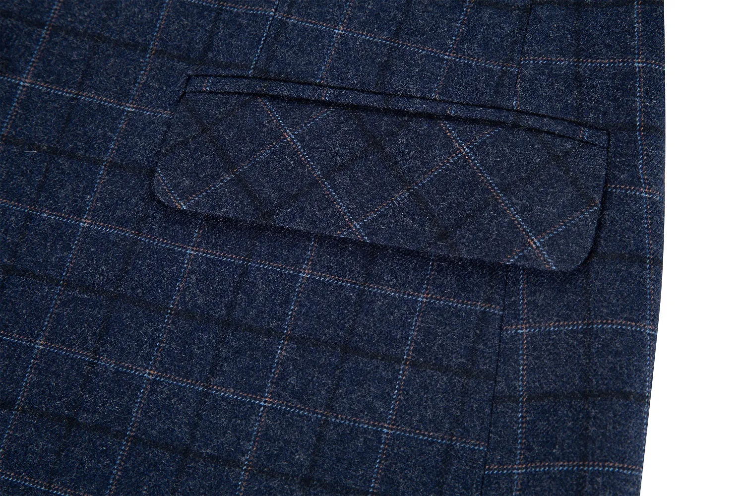 Navy Plaid Men's 3 Piece Set for Party, Wedding and Business