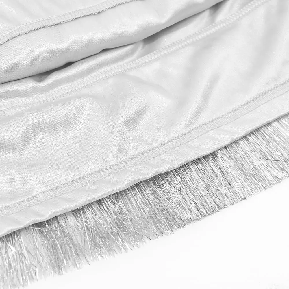 Noomelfish Girls Tinsel Fringe Skirt Sparkly Tassel Metallic Party Skirt(5-12 Years)